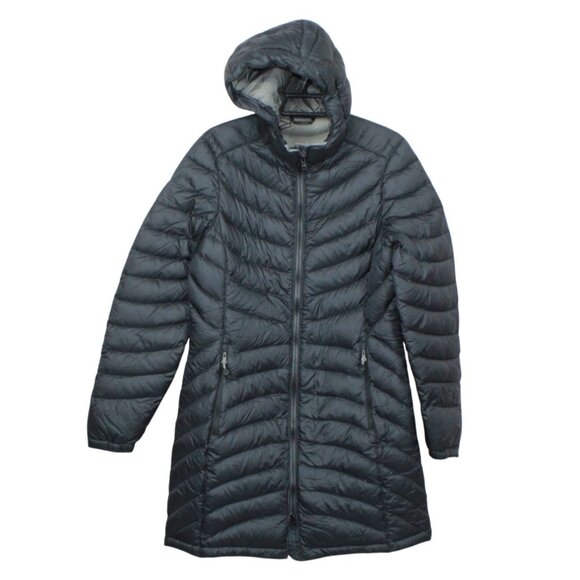 LL Bean Ultralight 850 Down Hooded Coat Three Quarter Length Black Size XS - Picture 1 of 12